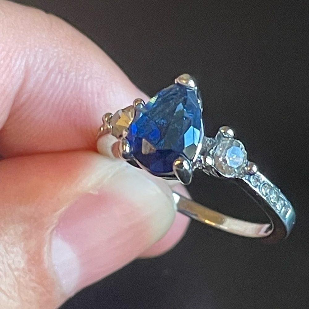 Blue sapphire S925 silver ring size 6 - Picture 8 of 9